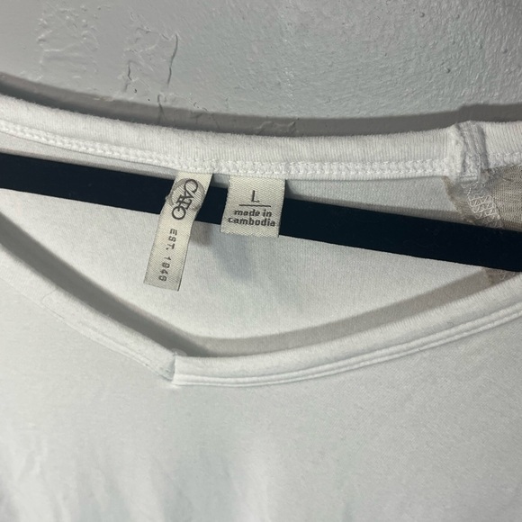 Cato White Knit Top with Tan Paisley Raglan Sleeves Women's Large - Picture 4 of 5